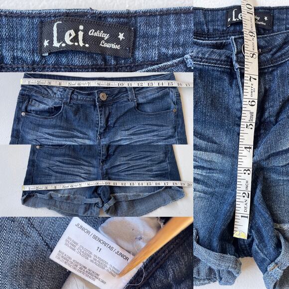 Vtg Y2K L.E.I. Ashley Low Rise Faded Blue Denim Micro Shorts Jorts Junior 11 - Picture 7 of 7